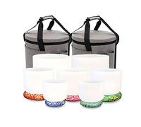 Crystal Singing Bowl Set of 7Pce - White, Sound Bowl Chakra Sets with for Yoga Meditation & Sound Healing, 99.99% Natural Purecrystal (Color : 432Hz_8-14 Inch)