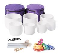Crystal Singing Bowl Set Of 7Pcs, Sound Bowl Meditation Set - Authentic Meditation Bell For Healing, Yoga, Chakra Balancing, Mindfulness, Zen Decor Or Unique Gift,432 Hz,8,14 Inch