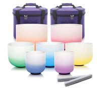 Crystal Singing Bowl Set, Rainbow 6-12 Inch Set, With Suede Striker, Rubber Mallet, For Yoga, Sound Healing, Crystal Cleansing, Meditation