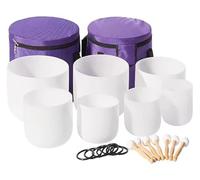 Crystal Singing Bowl Set, Set, 6-12 Inch 7 PCS, With Carrying Case, Suede Striker, Rubber Mallet, O-ring, For Meditation, Sound Healing(440Hz)