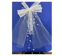 Crystal Singing Bowl Short Ivory Bridal Veils Ruffles Tulle Wedding Accessories Marriage Bride Head Veil(Style 02)