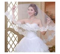 Crystal Singing Bowl Short Wedding Veils Lace Edge Without Comb Bridal Accessoires Mariage Dress Bride(WHITE)