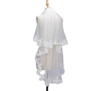 Crystal Singing Bowl Voile Mariage 1.5M Ivory Lace Short Wedding Veil With Comb Two Layers Tulle Bridal Cheap Marriage Accessories(Ivory)