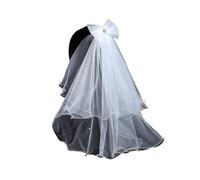 Crystal Singing Bowl Wedding Bridal Headdress Full Of Classical Style Ladies' White Two-Layers Length Beaded Veil With A Bow