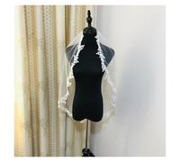 Crystal Singing Bowl Wedding Bridal Veil One Layers Lace Short White/Ivory Elbow Length Veils Bride With Comb Accessories Lover Day(White2)