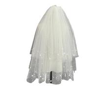 Crystal Singing Bowl Wedding Veil Two Layers Bride veils Beaded Pearls Flower Ivory Short Bridal veil