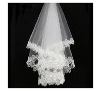Crystal Singing Bowl White Sequins Edge Tulle Bridal Wedding Veils One Tier Beaded Bride Accessory(WHITE)