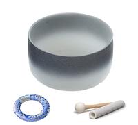 Crystal Singing Bowls,432/440 Hz Sound Bowl,Chakra Crystal Singing Bowl With O-Ring,Rubber Mallet,Suede Striker And Silk Brocade Cushion,440 Hz B.,11