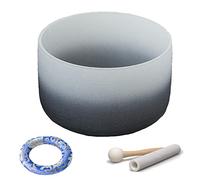 Crystal Singing Bowls,432/440 Hz Sound Bowl,Chakra Crystal Singing Bowl With O-Ring,Rubber Mallet,Suede Striker And Silk Brocade Cushion,432 Hz A,6