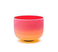 Crystal Singing Bowls, 432HZ Rainbow Red-yellow Color Quartz Frosted Crystal Singing Bowl 10 Inch Sound Healing(A)