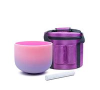 Crystal Singing Bowls, Crystal Singing Bowl F note Frosted Quartz Crystal Singing bowl pink-purple Color 8inch(440hz)