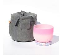 Crystal Singing Bowls, Crystal Singing Bowl Pink Frosted Quartz Crystal Singing Bowl C Key Buddha Music Bowl(10")