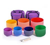 Crystal Singing Bowls Set, 6-12 Inch KIT, For Meditation, Yoga, Body Healing, 7pcs 12C 11D 10E 9F 8A 7G 6B, With Heavy Duty Carrying Cases, Singing Bowl Mallets