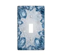 Crystal Single Light Switch Cover Plate, Modern Elegant Gem Ice Winter Blue Plastic Standard Size Toggle Light Switch Cover for Bedroom Bathroom Kitchen Entrance Decor (Single)