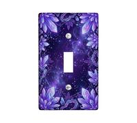 Crystal Single Light Switch Cover Plate, Mystical Cosmic Flower Galaxy Fall Violet Plastic Standard Size Wall Switch Plates Accents for New Apartment Home Bedroom Office Decor (Single)