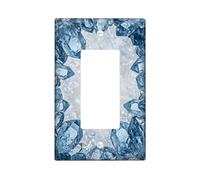Crystal Single Rocker Light Switch Cover, Modern Elegant Gem Ice Winter Blue Plastic Standard Size Decorative Wall Plates for Home Living Room New Apartment Decor