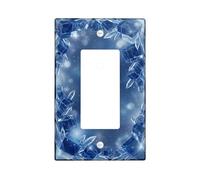 Crystal Single Rocker Light Switch Cover, Winter Elegant Ice Sparkle Winter Blue Plastic Standard Size Switch Plate Decorative for Living Room Bedroom Home Office Decor