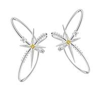 Crystal Six-Point Star Ear Cuffs No Piercing Clip on Earrings for Women, Sparkling Rhinestone Hexagram Ear Cuff Easy Clip