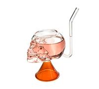 Crystal Skull Glasses Drinking with Straws, 6.7oz Skull Cocktail Glasses, Funny Skull Glass Cup, Creative Skull Wine Glass for Wine Champagne Juice Home Bar Party(#1)