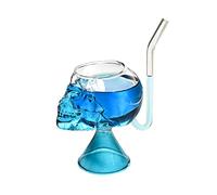Crystal Skull Glasses Drinking with Straws, 6.7oz Skull Cocktail Glasses, Funny Skull Glass Cup, Creative Skull Wine Glass for Wine Champagne Juice Home Bar Party(#2)