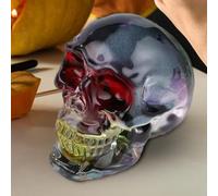 Crystal Skull Head Halloween Skull Ornaments Skull Statue Crystal Multicolor Skull Figurines Halloween Day Of The Dead Decor For Skull Lover Men Witchy Statue