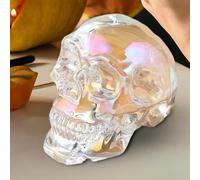 Crystal Skull Head Halloween Skull Ornaments Skull Statue Crystal Multicolor Skull Figurines Halloween Day Of The Dead Decor For Skull Lover Men Witchy Statue