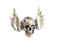 Crystal Skull Skeleton Brooch Vintage Angel Wings Lapel Pin Rhinestone Coat Corsage Suit Skirt Studs Badge Accessories for Women Men (Silver)