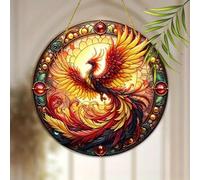 Crystal Sky Bluebird Stained Art Ornament,2D Acrylic Birds Sun Window Hanging,Stained Glass Decorations,for Windows Indoor Gardens Home Garden Modern Wall Hanging(Color P)