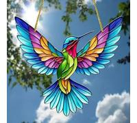 Crystal Sky Bluebird Stained Art Ornament,2D Acrylic Birds Sun Window Hanging,Stained Glass Decorations,for Windows Indoor Gardens Home Garden Modern Wall Hanging(Color R)