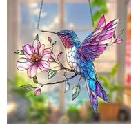 Crystal Sky Bluebird Stained Art Ornament,2D Acrylic Birds Sun Window Hanging,Stained Glass Decorations,for Windows Indoor Gardens Home Garden Modern Wall Hanging(Color J)