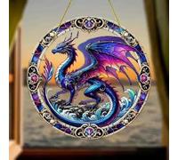 Crystal Sky Bluebird Stained Art Ornament,2D Acrylic Birds Sun Window Hanging,Stained Glass Decorations,for Windows Indoor Gardens Home Garden Modern Wall Hanging(Color M)