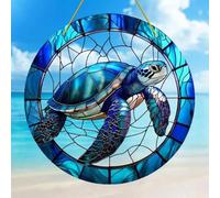 Crystal Sky Bluebird Stained Art Ornament,2D Acrylic Birds Sun Window Hanging,Stained Glass Decorations,for Windows Indoor Gardens Home Garden Modern Wall Hanging(Color S)