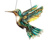 Crystal Sky Bluebird Stained Art Ornament,2D Acrylic Birds Sun Window Hanging,Stained Glass Decorations,for Windows Indoor Gardens Home Garden Modern Wall Hanging (Green,1PC)