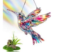 Crystal Sky Bluebird Stained Art Ornament,2D Flat Hanging Garden Ornaments Outdoor,Crystal Bird Sun Catcher,Stained Glass Decorations,for Windows Hanging,Crystals Art Gift for Lovers(Little bird)