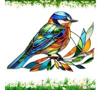 Crystal Sky Bluebird Stained Art Ornament,2D Flat Hanging Garden Ornaments Outdoor,Crystal Bird Sun Catcher,Stained Glass Decorations,for Windows Hanging,Crystals Art Gift for Lovers(Sparrow)