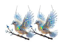 Crystal Sky Bluebird Stained Art Ornament, 2Pcs Stained Glass Birds for Window, Acrylic Birds Hanging Suncatcher for Windows, Indoor Gardens & Patio (Blue) sun catchers