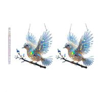 Crystal Sky Bluebird Stained Art Ornament (8 Inches), 2D Flat Acrylic Blue Bird Decor Crystal Suncatcher, Acrylic Stained Birds Sun Catcher Window Hanging Double-Sided Appeal For Window/Indoor/Gardens