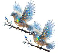 Crystal Sky Bluebird Stained Art Ornament(8 Inches),Diamond Art Blue Bird Suncatchers for Windows, 2D Flat Acrylic Blue Bird Crystal Suncatcher Gifts for Nature Lovers (2pcs)
