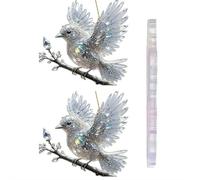 Crystal Sky Bluebird Stained Art Ornament (8 Inches), Hand-Painted Blue Bird Acrylic Wall Art, 2d Crystal Inspired Hummingbird Diamond Art Painting for Home, Window & Shelf Display, Gift