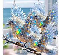 Crystal Sky Bluebird Stained Art Ornament (8 inches), Hummingbird Stained Glass Birds Window Hangings, Stained Glass Decorations, for Windows Hanging, Bird Lover Gifts, 2D Flat pendant (3)
