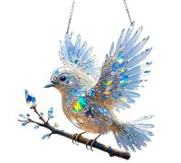 Crystal Sky Bluebird Stained Art Ornament (8 Inches), Terrain-Hill Crystal Sky Bluebird, 2D Flat Acrylic Blue Bird Decor Suncatcher, Gift for Garden Lovers, Bird Lover, Home Decor (1PCS)