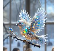 Crystal Sky Bluebird Stained Art Ornament,Hummingbird Diamond Art,Crystal Hummingbird,Acrylic Sun Catcher Home and Gardens Decorations for Bird Lovers (7.8 Inches)