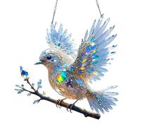 Crystal Sky Bluebird Stained Art Ornament, Hummingbird Stained Glass Birds Window Hangings, Stained Glass Decorations, for Windows Hanging, Bird Lover Gifts, 2D Flat pendant