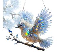 Crystal Sky Bluebird Stained Art Ornament, Radiant Bird Design, Acrylic Double-Sided Stained Glass Inspired Decor for Windows, Indoor Gardens & Patio, 2D Sparkling Artwork Gift for Nature Lovers