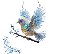 Crystal Sky Bluebird Stained Art Ornament, Stained Glass Birds for Window, Crystal Inspired Hummingbird Diamond Painting Kits, 2D Flat Acrylic Birds Hanging Suncatcher (1PC)