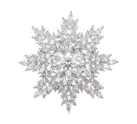 Crystal Snowflake Brooch Pin Large Rhinestone Silver Blue Snowflake Lapel Pin Decorative Brooch for Suit Coat Shawl Clothing Accessories, L, Crystal, no gemstone