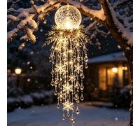 Crystal Snowflake Waterfall Hanging Ornament, Lighted Crystal Snowflake Christmas Ornament, Hanging Pendant Light With Santa & Snowman Holiday Decoration For Window Porch