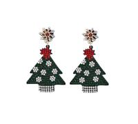 Crystal Snowflake Xmas Tree Dangle Earrings for Women Hypoallergenic Red Green CZ Flower Drop Dangling Stud Earring Lightweight Dainty Christmas Festival Ornament Jewelry