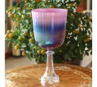 Crystal Soul Holy Chalice Crystal Singing Bowl 7 Inch 432Hz A Note Purple Aurora Gradient for Meditation Yoga Sound Healing