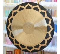 Crystal Soul Lotus Wind Gong Alloy Bronze Handcrafted with Symbol and Mandala Design Includes Mallet for Sound Healing and Meditation (32inch)